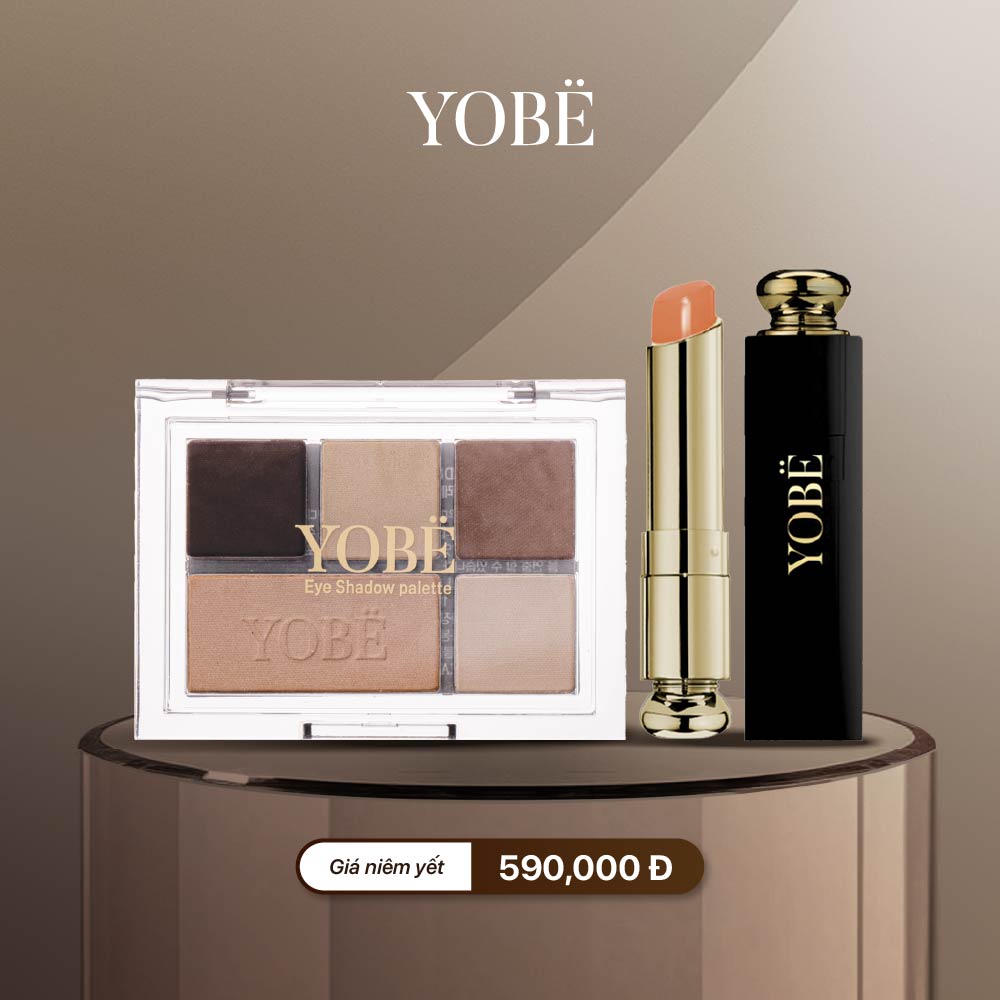 Combo 01 Phấn mắt YOBE Eye Shadow Palette + 01 Son Dưỡng Ẩm Mềm Môi Không Màu YOBE (#Màu Cam)
