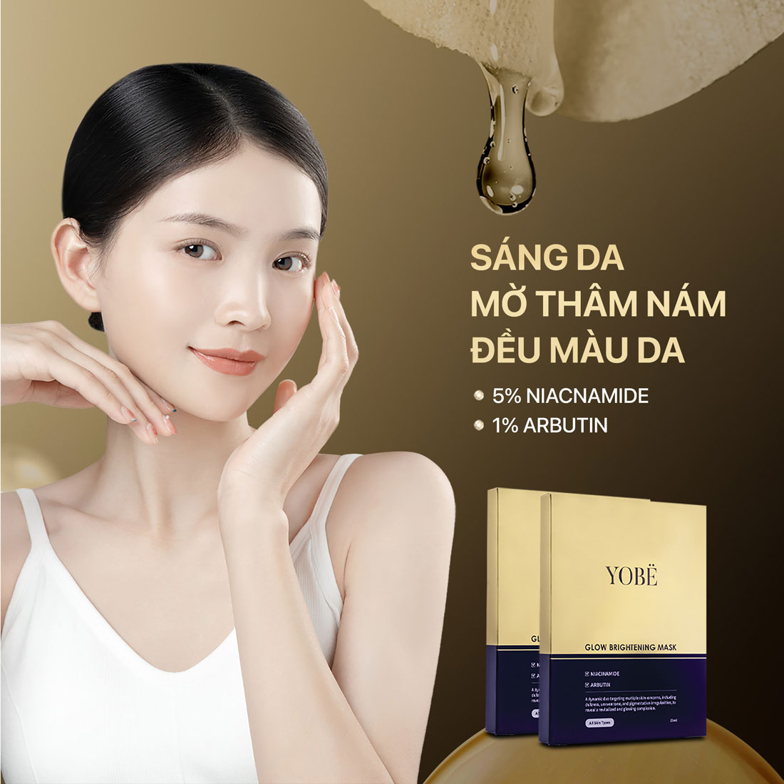 Mặt Nạ Dưỡng Trắng Da YOBE Glow Brightening Mask (5 miếng/hộp)