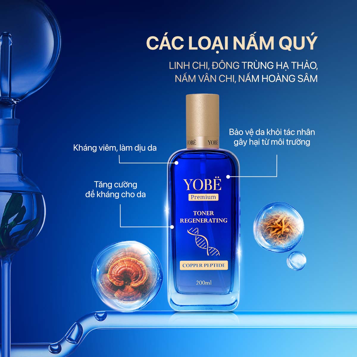 Combo 02 Toner Tái Sinh Làn Da & Ngăn Ngừa Thâm Nám Coppper Peptide YOBE 200mL