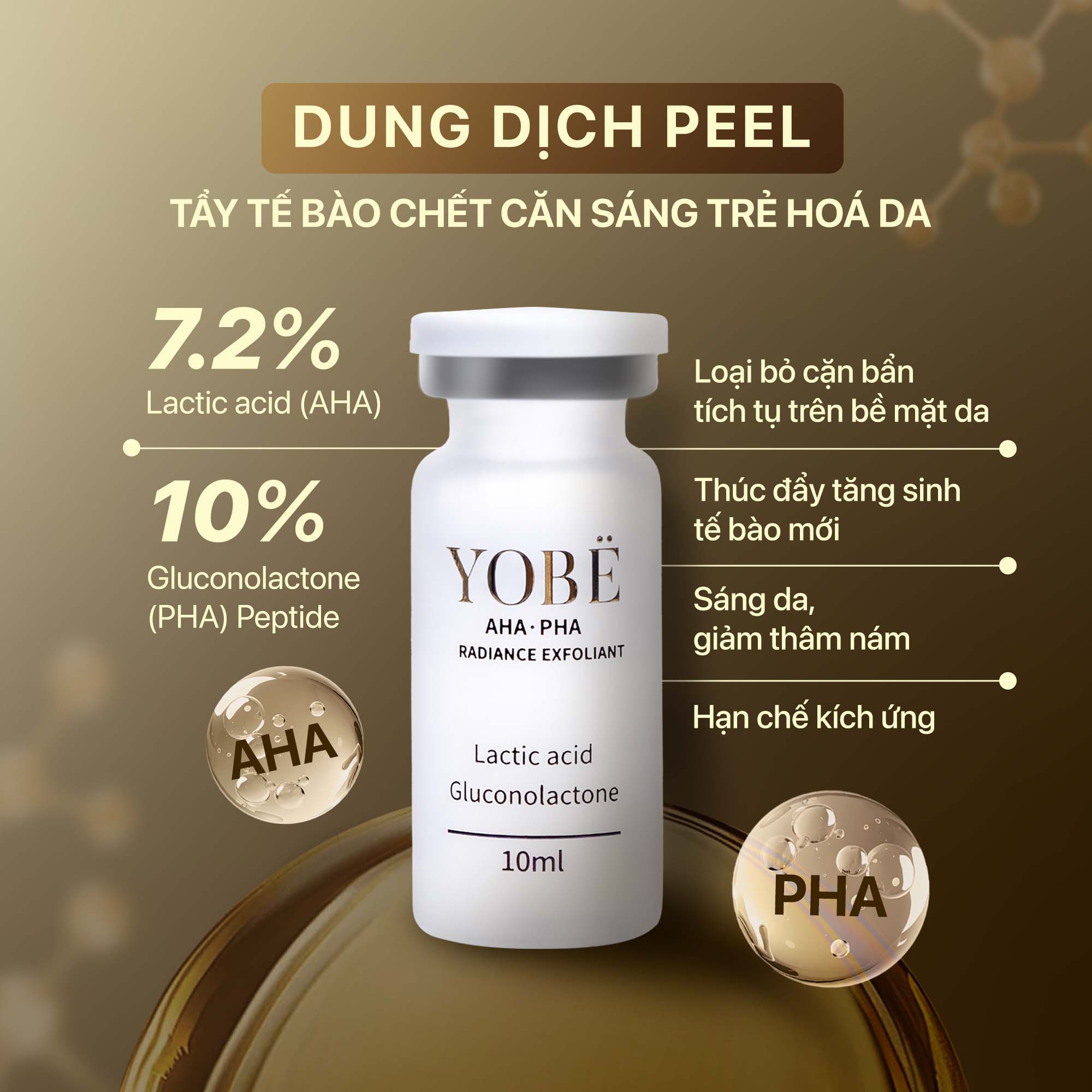 Combo 3 Dung Dịch Peel AHA PHA Tẩy Tế Bào Chết Căng Sáng Trẻ Hoá 10mL