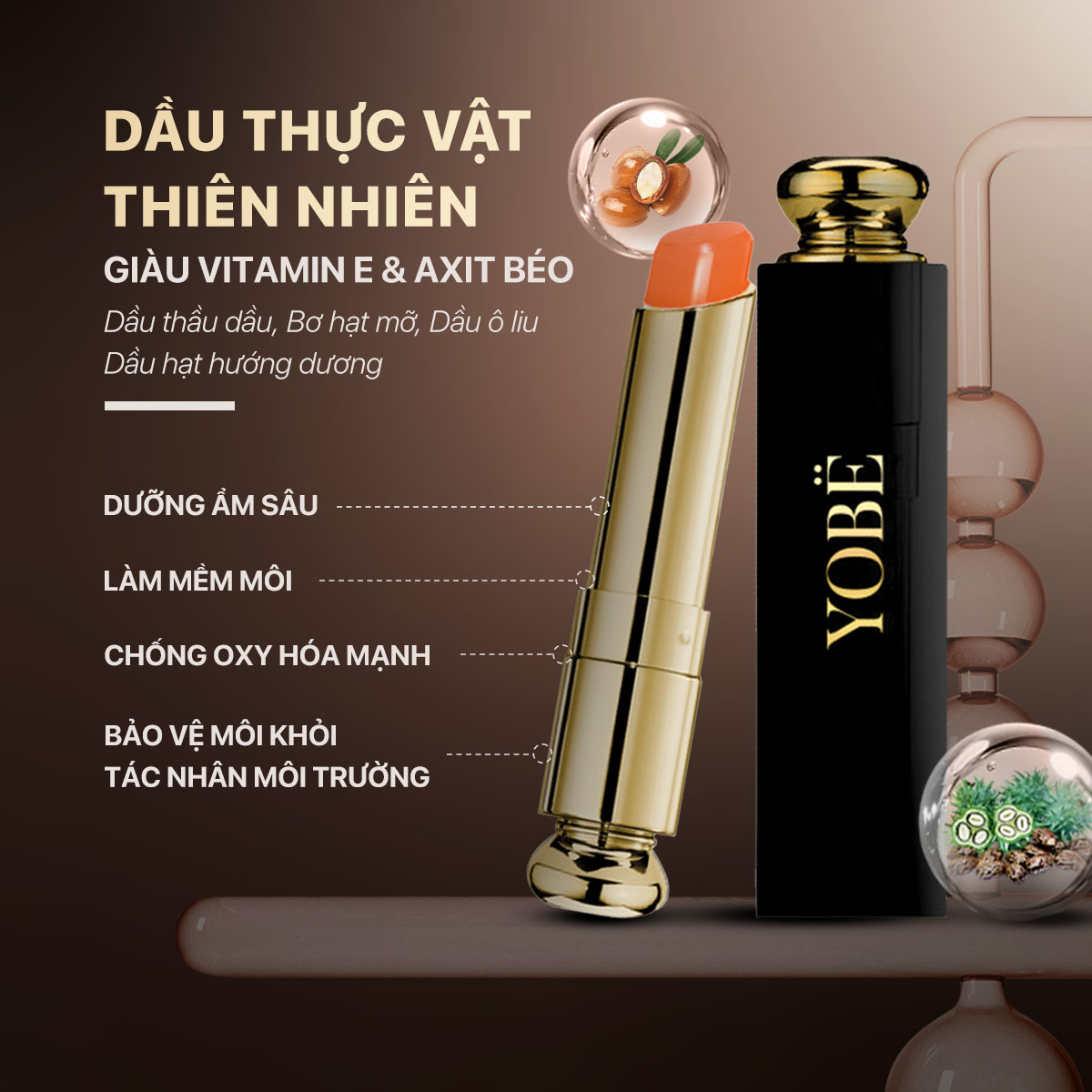 Combo 02 Son Dưỡng Ẩm Mềm Môi Không Màu YOBE (#Màu Hồng + #Màu Cam)