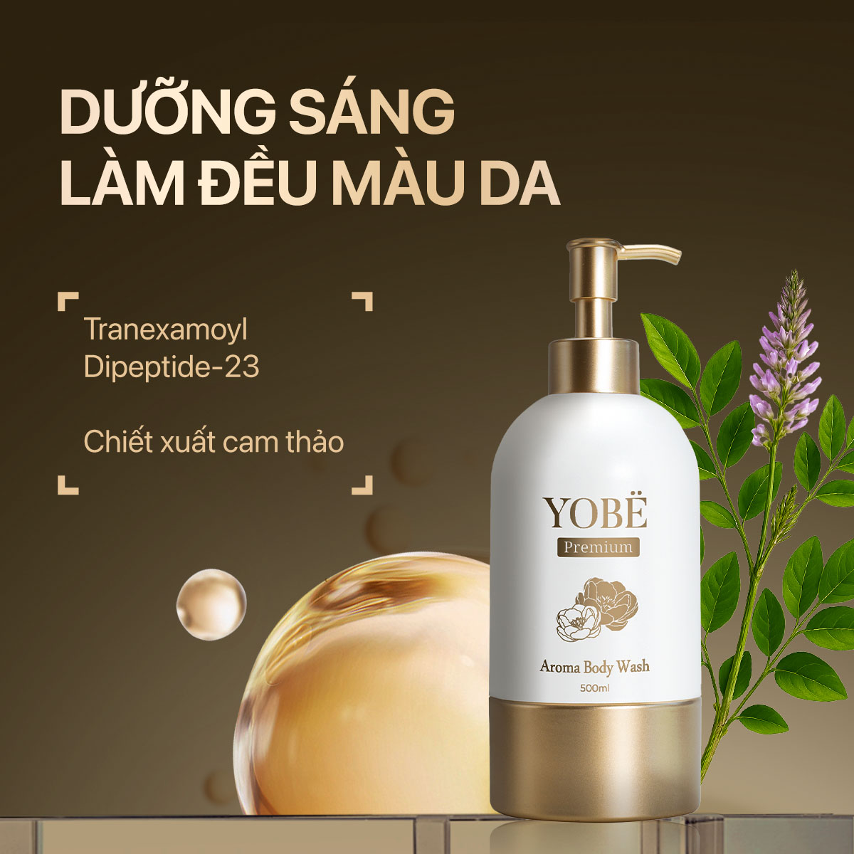 Sữa tắm Dưỡng Ẩm Mềm Mịn Da Tinh Dầu Thơm Aroma YOBE 500 mL