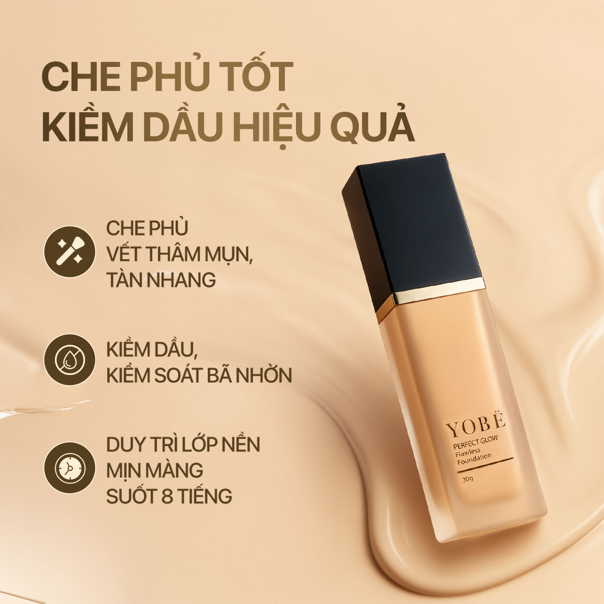 Kem Nền Căng Bóng Mỏng Nhẹ Nâng Tone Tự Nhiên Yobe 30mL